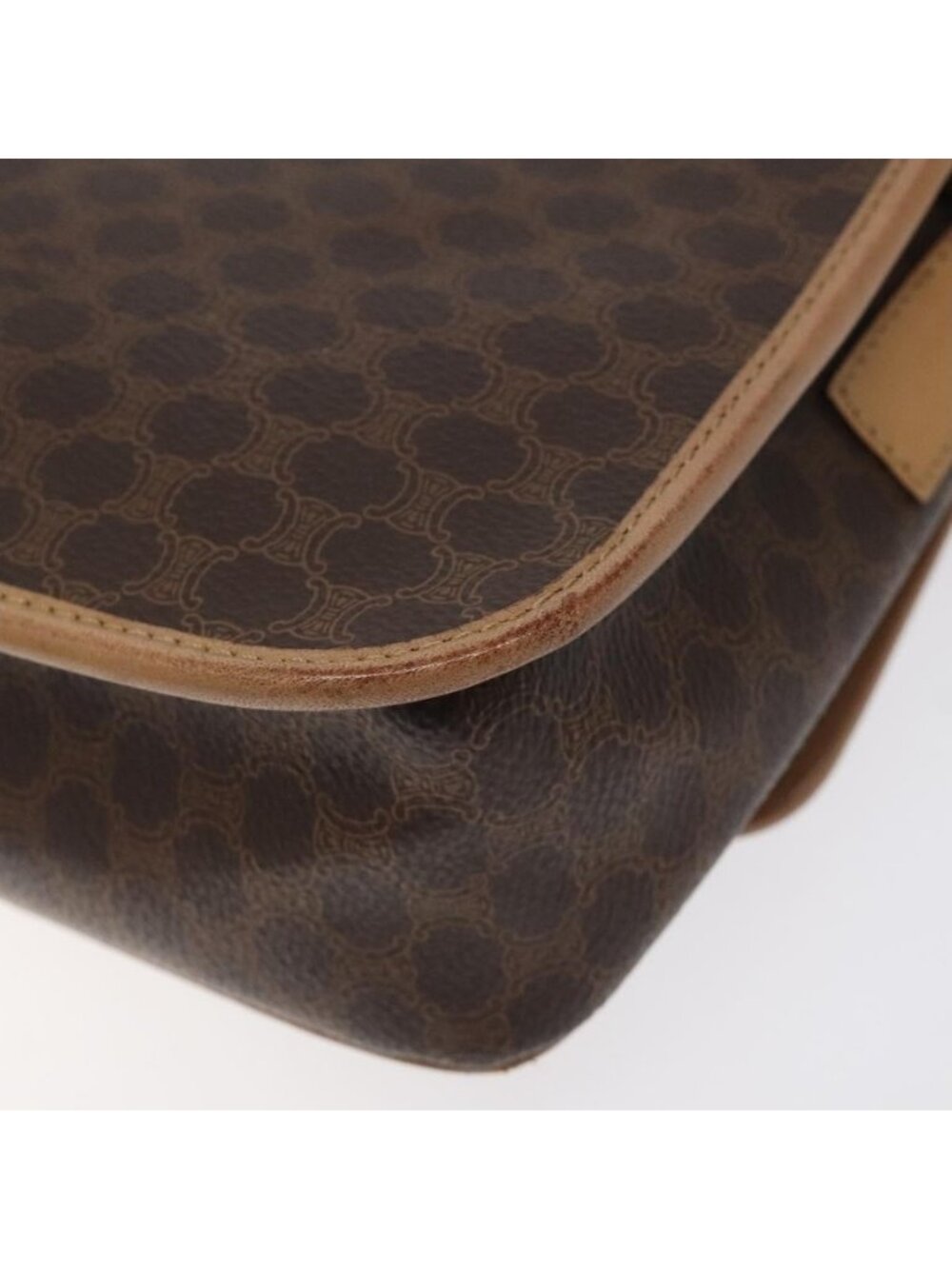 Authentic CELINE Macadam Canvas Shoulder Bag PVC Leather Brown Gold - Picture 16 of 16
